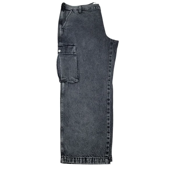 Madewell Low-Slung Straight Cargo Jeans Faded Black Baggy Slouchy Women’s W33P - Picture 6 of 17